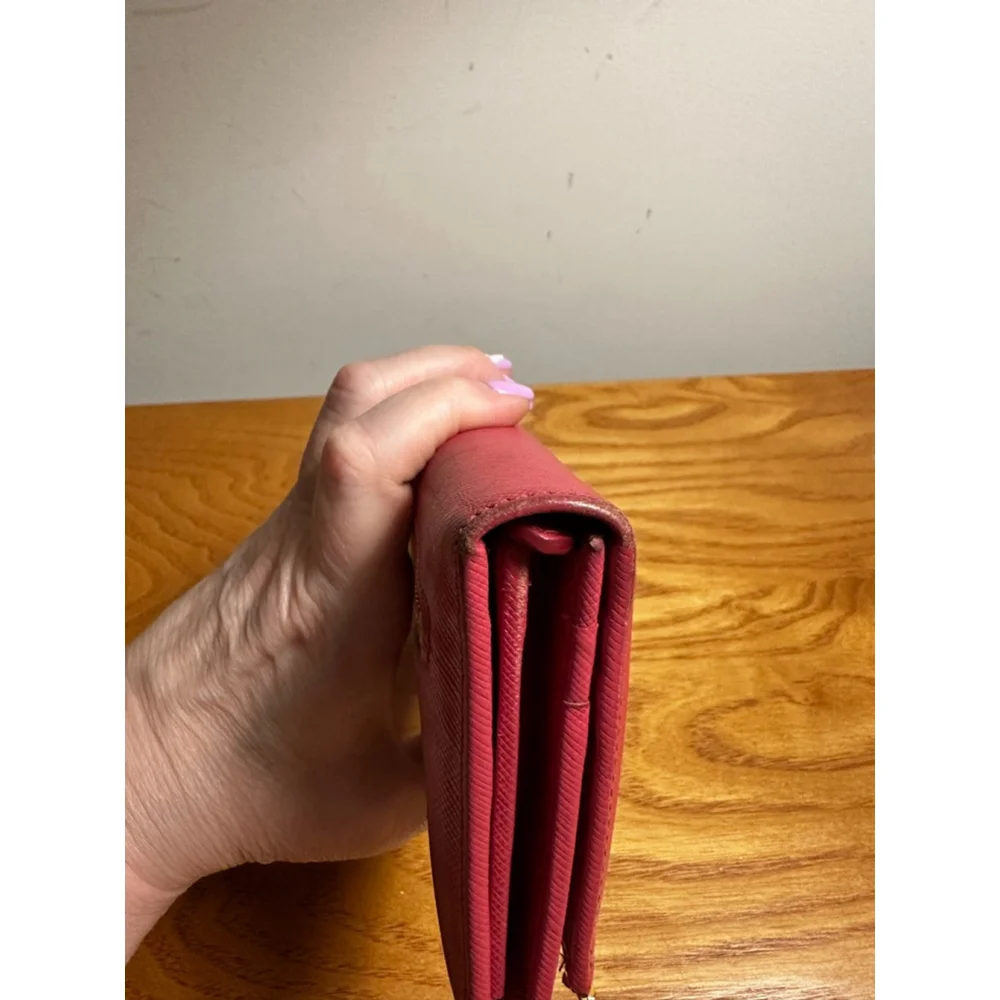 Prada Red Leather Long Flap Wallet
